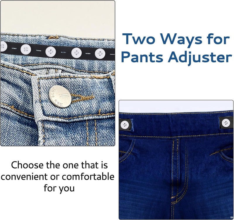 Dfqsofd 8Pcs Pant Waist Tightener, Waist Adjuster for Loose Jeans Elastic Waistband Adjuster Pants Extender Waistband Tightener with 16 Buttons, 2 Sewing Kit & 1 Thread Hook for Women Men - Image 4